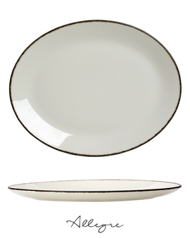 13.5 in. Oval Serving Plate for 8 to 10 Persons - Charcoal