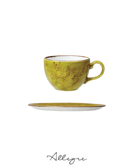 228 ml Cappuccino/ Coffee/ Tea Cup and 5.75 in.  Saucer - Speckled Apple Green
