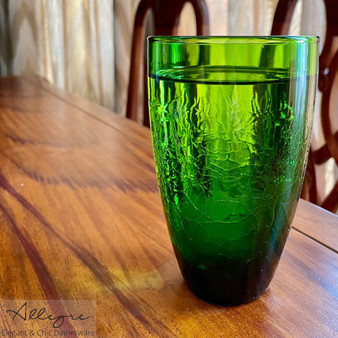 450 ml (15 oz), Set of 4 - Green Crackle Glass