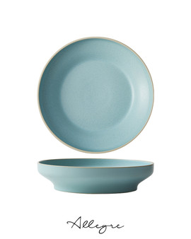 9 in. Raised Salad/ Pasta Plate/ Shallow Serving Dish for 1 to 2 Persons 971 ml - MOD Frosted Blue