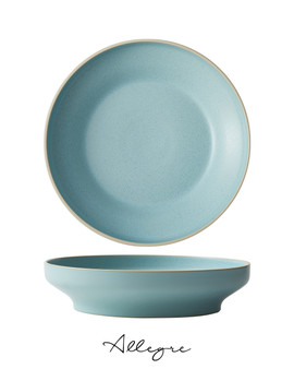 10.25 in. Raised Salad/ Pasta Plate/ Shallow Serving Dish for 3 to 4 Persons 1.5 L - MOD Frosted Blue