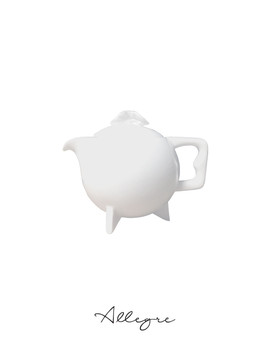 540 ml Tea Pot with White Leaf Lid - Ivory