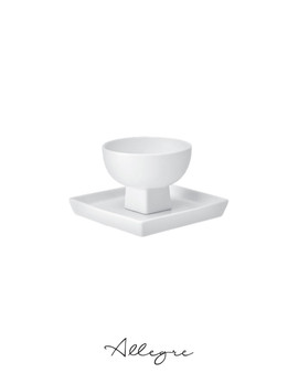 160 ml Special Footed Chinese Tea Cup and 4.7 in. Square Saucer - Ivory