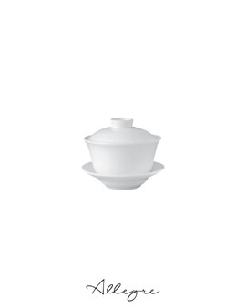 154 ml Chinese Tea Cup with Lid and 4 in. Saucer - Ivory