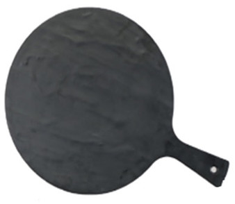 Black Round Board with Handle, 32 cm, Melamine - Series E Mela Slate