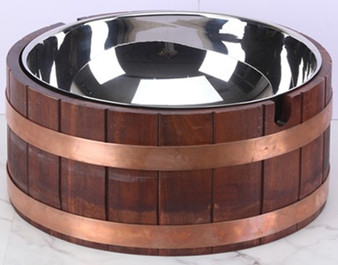 40.6 cm Bottle Cooler Display, Acacia Wood & Stainless Steel - Allegre Buffet