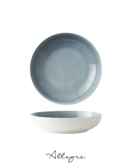 8.25 in.  Raised Salad, Pasta Plate/ Shallow Serving Dish for 1 to 2 Persons 705 ml - Blue Lagoon