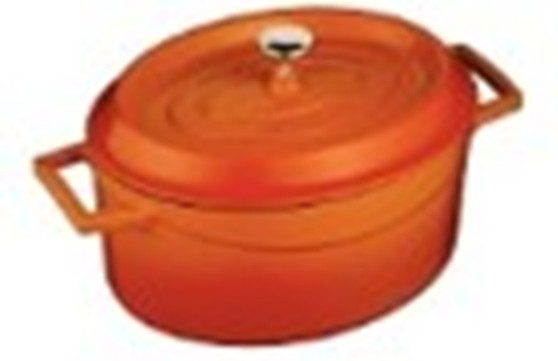 7 L Orange Cast Iron Oval Casserole - Lava