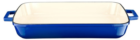 40 x 26 cm Blue Cast Iron Rectangle Baking Tray - Lava
