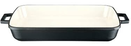 40 x 26 cm Black Mat Cast Iron Rectangle Baking Tray - Lava