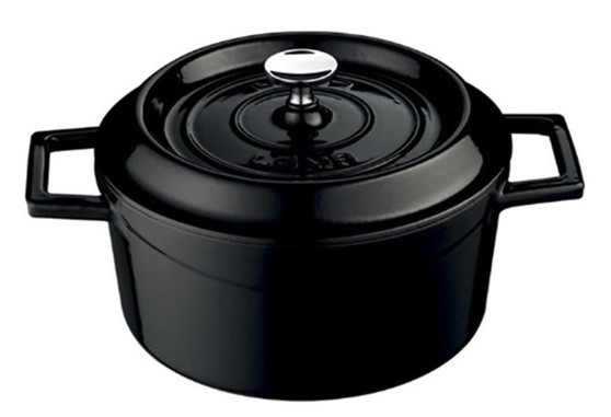 24 cm Black Cast Iron Round Caserole 4.49 L - Lava