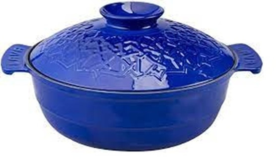 26 cm Blue Cast Iron Round Stew Casserole 4.35 L - Lava