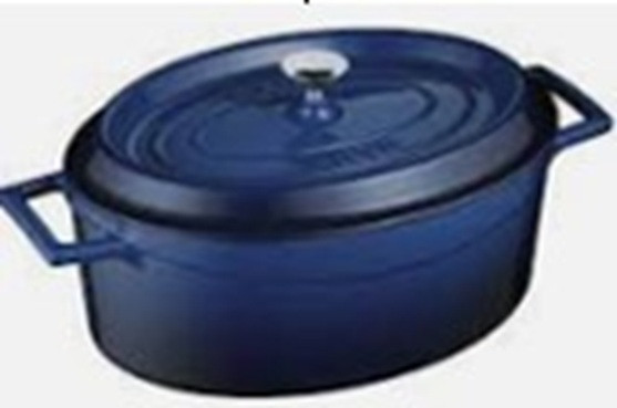 7 L Blue Cast Iron Oval Casserole - Lava