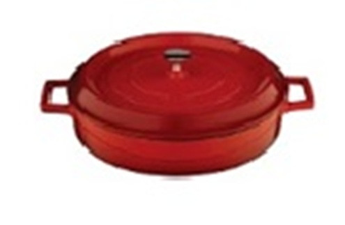 28 cm Red Cast Iron Shallow Round Casserole 3.51 L  - Lava