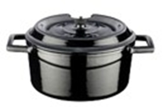 28 cm Black Cast Iron Round Casserole 6.71 L - Lava
