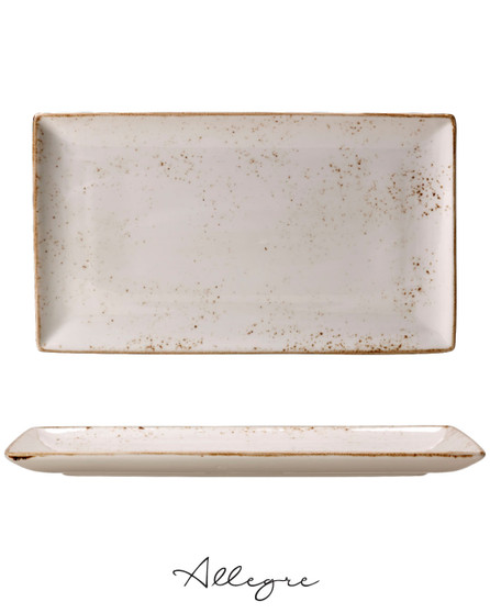 13in. L x 7.5in. W - Rectangle Serving Plate for 4 to 5 Persons - Speckled White