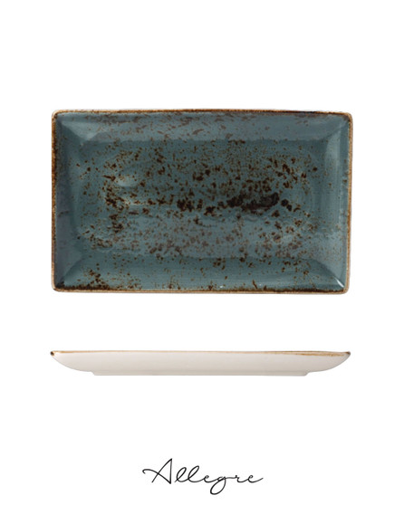 10.63in. L x 6.5in. W Rectangle Serving Plate for 2 to 3 Persons - Speckled Blue