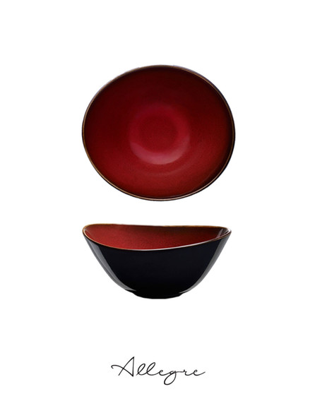 716 ml Ovalish Ramen/ Noodle/ Serving Bowl 7.5 in. - Rustic Crimson
