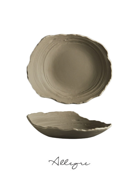 9.25 in. Ovalish Abstract Shallow Serving Dish for 2 to 3 Persons - LEK Neutral
