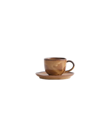 93 ml Espresso Cup and 4.75 in. Saucer - WoodFire Dark Oak