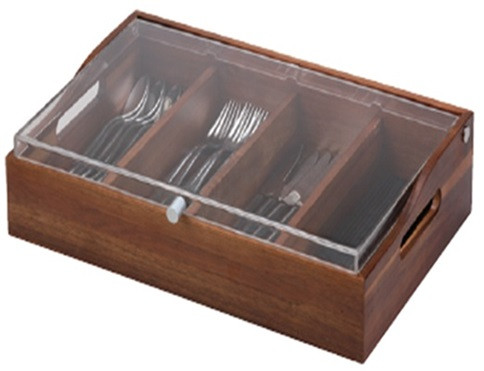 54 x 33 cm Cutlery Box, Acacia Wood & Acrylic - Allegre Buffet