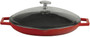 30 cm Red Cast Iron Round Shallow Casserole with Handles and Glass Lid - Lava