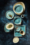 8.5 in. Individual Salad Bowl/  Shallow Serving Dish for 2 Persons 850 ml - Speckled Blue