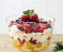 3.3 L (112 oz) Large Round & Flat Glass Bowl for snacks, chips, fruits, salads, etc./ Layered Cakes & Desserts