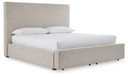 Kristiland - Light Brown - California King Upholstered Storage Bed