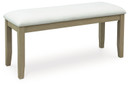 Calmoro - Off White / Gray - Large Upholstered Dining Room Bench
