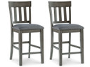 Hallanden - Black / Gray - Upholstered Barstool (Set of 2)