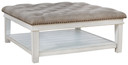 Kanwyn - Whitewash - Uph Ottoman Cocktail Table