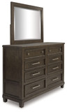 Hillcott - Dark Brown - Eight Drawers Dresser And Mirror