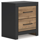 Vertani - Black / Honey Brown - Two Drawer Night Stand