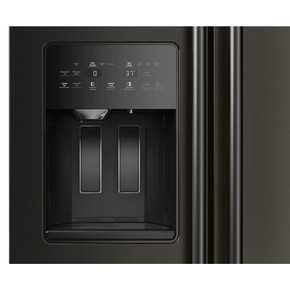 Kitchenaid® 20.8 Cu. Ft. Counter-Depth Side-by-Side Refrigerator with Exterior Ice and Water Dispenser in Black Ore KRSC536RBE