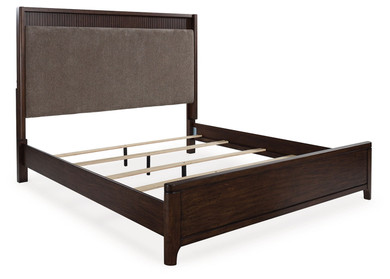 Korestone - Dark Brown - Queen Upholstered Panel Bed
