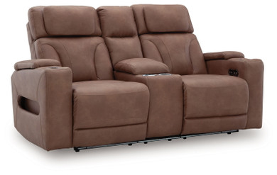 Point Clear - Caramel - Power Reclining Loveseat With Console / Adj Headrest