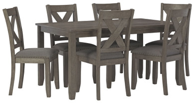 Caitbrook - Gray - Rect Drm Table Set (Set of 7)