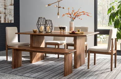 Isanti - Light Brown - 6 Pc. - Dining Room Table, 4 Side Chairs, Bench