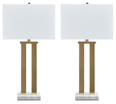 Coopermen - Gold Finish / White - Metal Table Lamp (Set of 2)