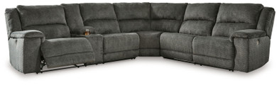 Keensburg - Smoke - 3-Piece Power Reclining Sectional With Laf Power Reclining Con Loveseat - Fabric