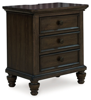 Veramond - Dark Brown - Three Drawer Night Stand