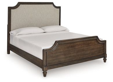 Veramond - Dark Brown - King Upholstered Panel Bed