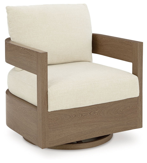 Serene Bay - Dark Brown / White - Swivel Glider Chair With Cushion Serene Bay - Dark Brown / White - Swivel Glider Chair With Cushion