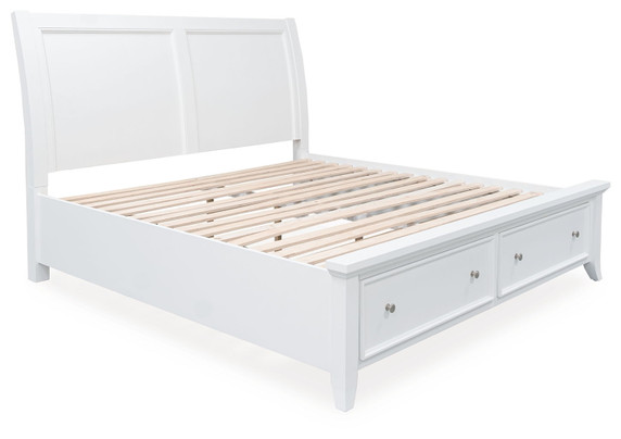 Trulani - White - King Sleigh Storage Bed