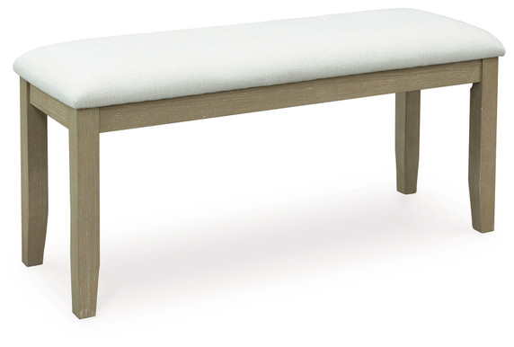 Calmoro - Off White / Gray - Large Upholstered Dining Room Bench