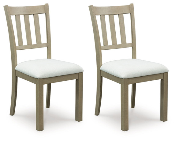 Calmoro - Off White / Gray - Dining Upholstered Side Chair (Set of 2)