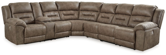 Ravenel - Fossil - 4-Piece Power Reclining Sectional With Laf Power Reclining Loveseat With Console - Faux Leather Ravenel - Fossil - 4-Piece Power Reclining Sectional With Laf Power Reclining Loveseat With Console - Faux Leather
