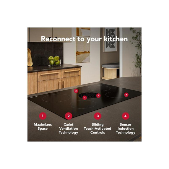 Kitchenaid® 30-inch NextGen Induction Downdraft Cooktop with 4 Cooking Zones KCID930SBL