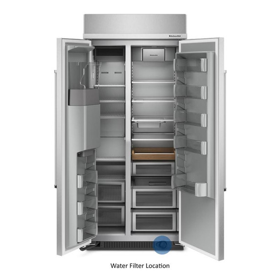 Kitchenaid® 20.8 Cu. Ft. 36" Built-In Side-by-Side Refrigerator with Ice and Water Dispenser KBSD706MPS